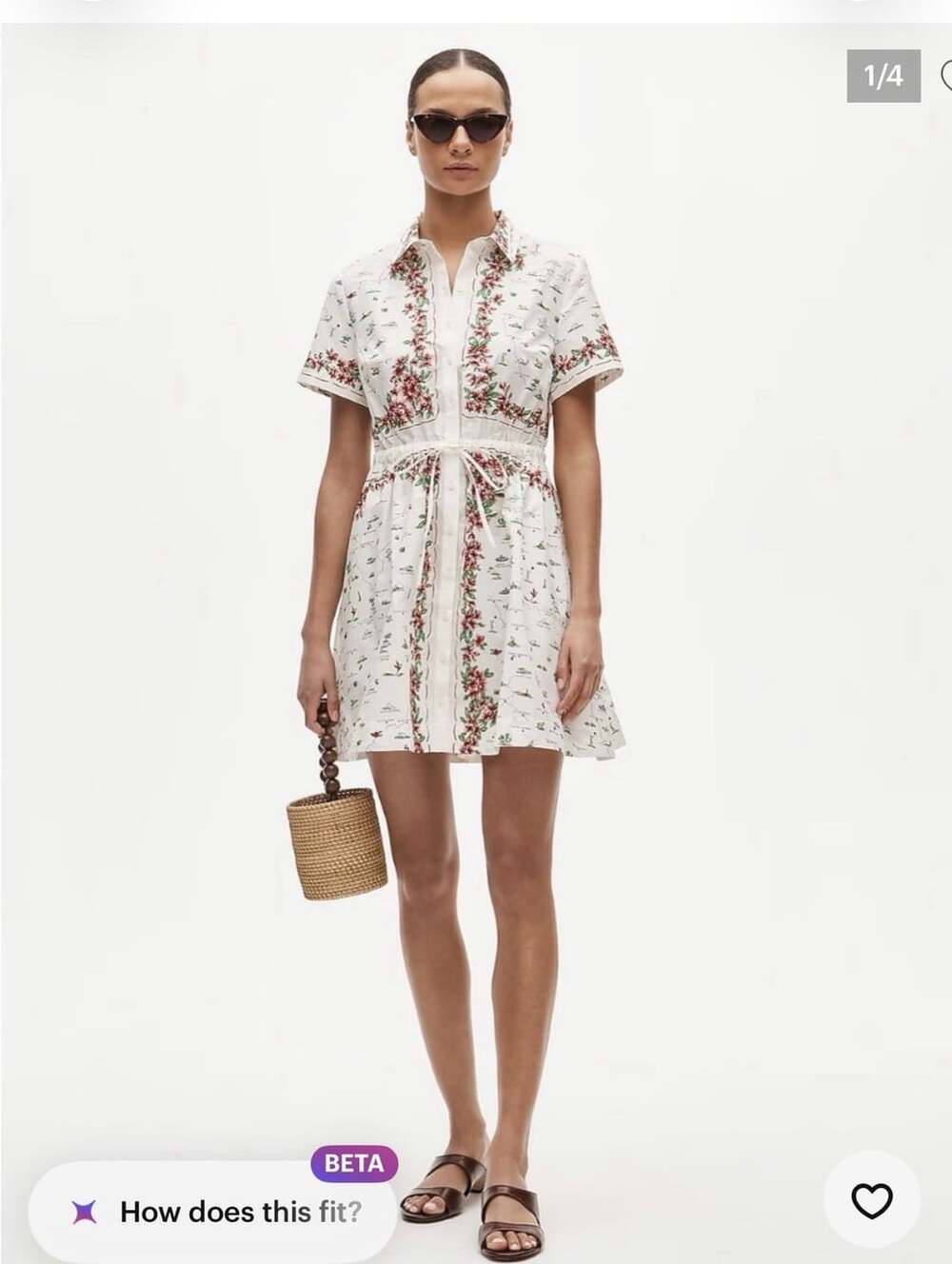 J Crew Map Print Mini Shirt Dress Womens 8 Floral Mini Cotton Poplin Cerise
